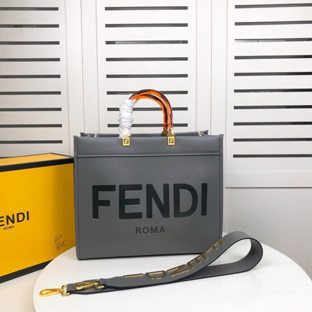 Grey FENDI SUNSHINE Medium Tote Bag - Image 2