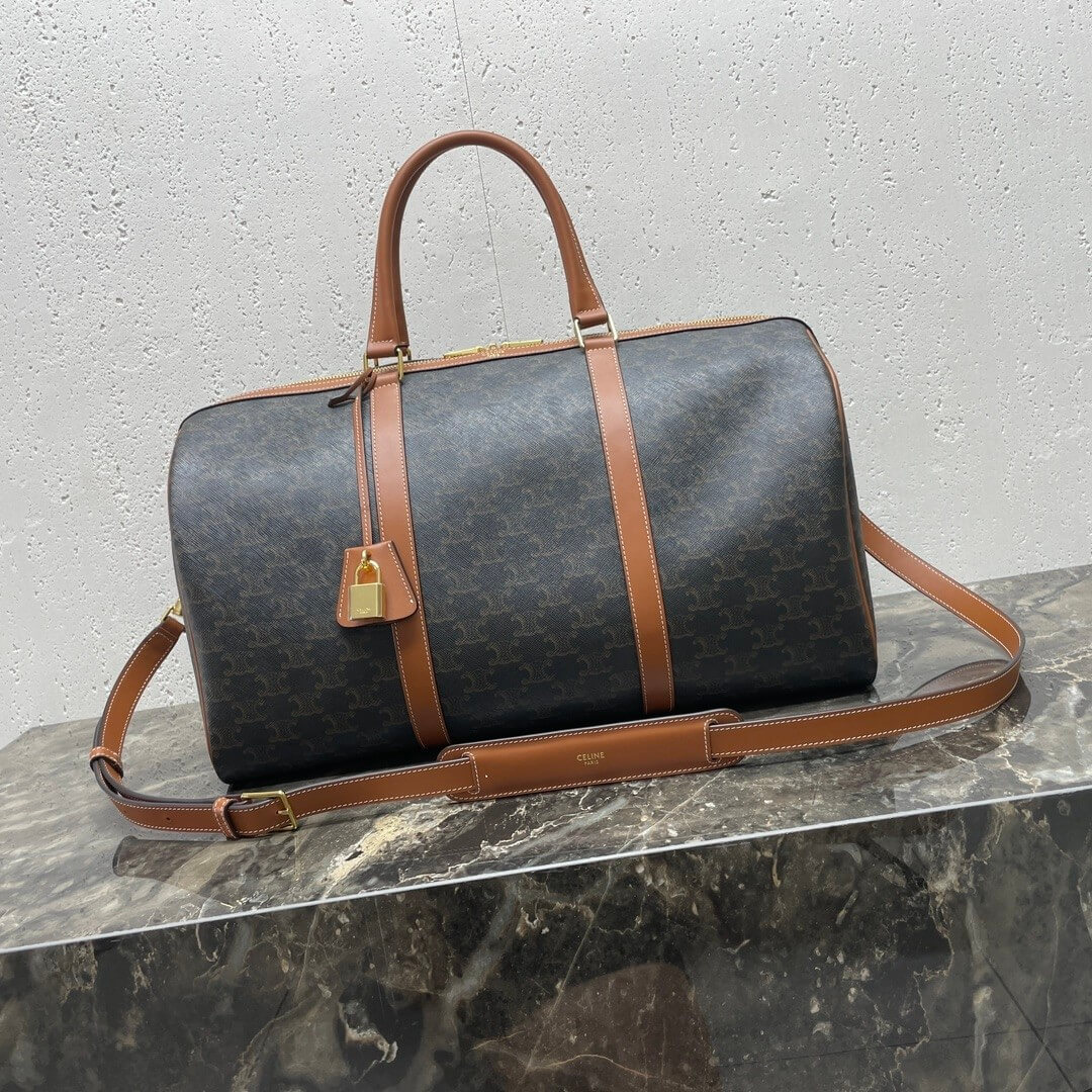 CELINE Medium duffle bag in logo-print calfskin - Image 2