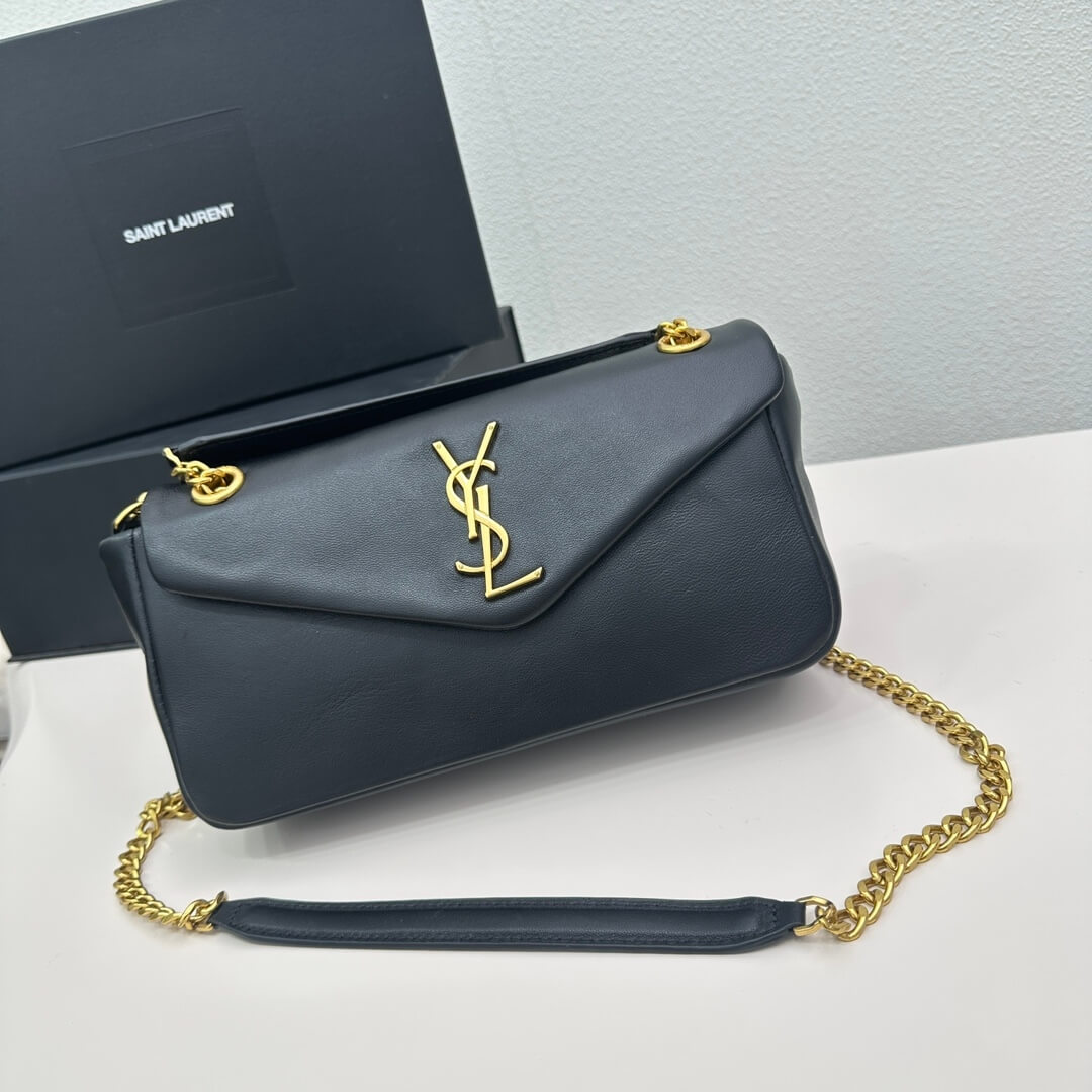 Black YSL CALYPSO small in plunged lambskin - Image 2