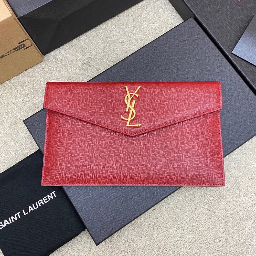 Gold YSL UPTOWN POUCH IN GRAIN DE POUDRE EMBOSSED LEATHER - Image 2