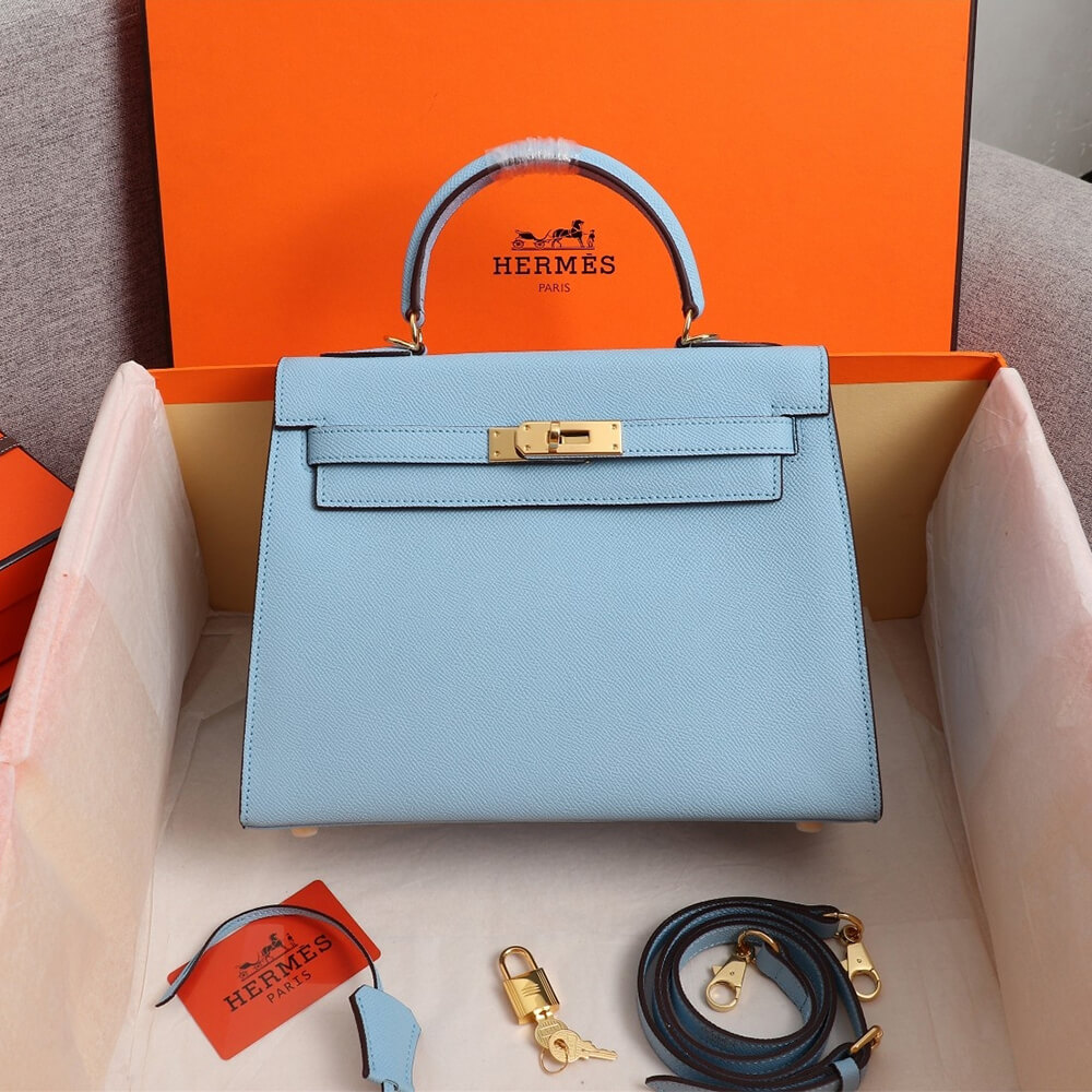 linen blue Hermes Kelly 25 - Image 2