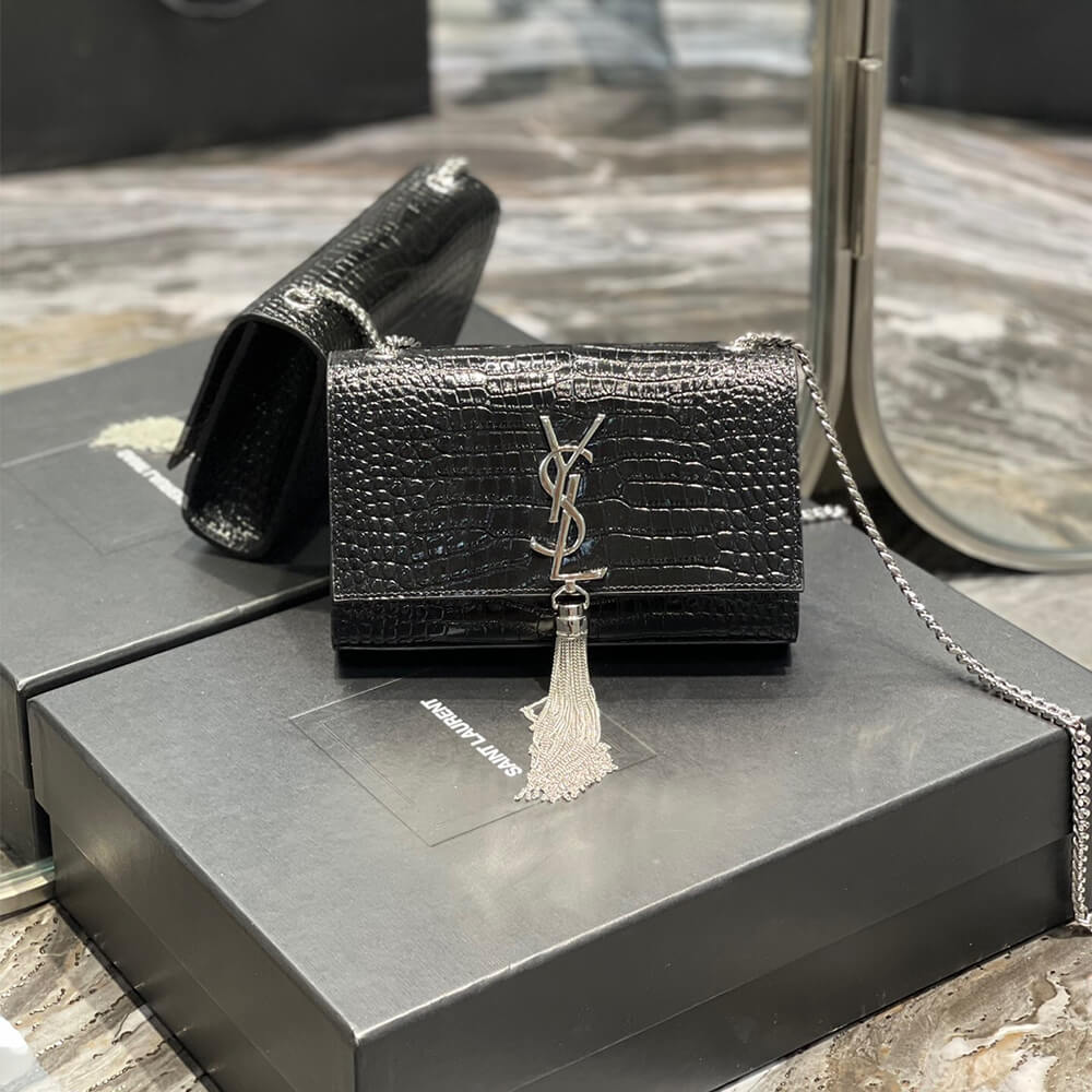 Calfskin YSL KATE EMBOSSED SHOULDER BAG - Image 2