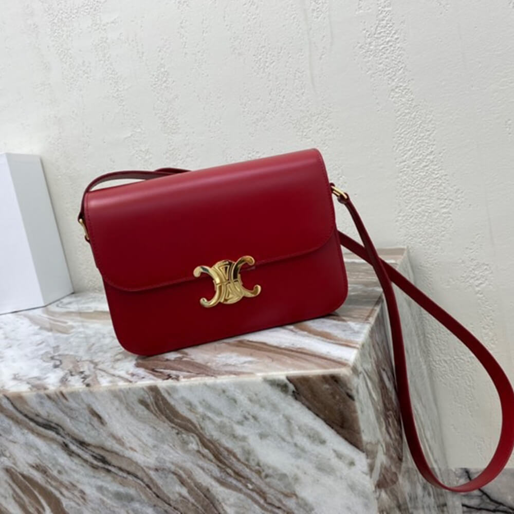Red CELINE CLASSIQUE TRIOMPHE BAG IN CALFSKIN - Image 2