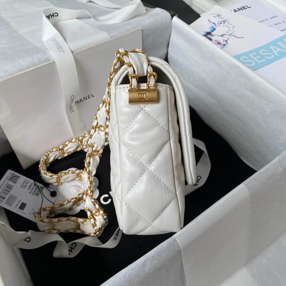 White CHANEL MINI FLAP - Image 3