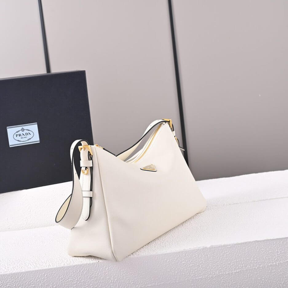 White Prada Aimee large leather shoulder bag - Image 3