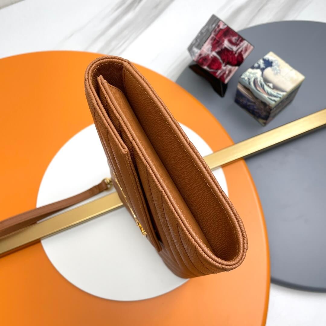 brown YSL CASSANDRE matelasse leather flap clutch - Image 3