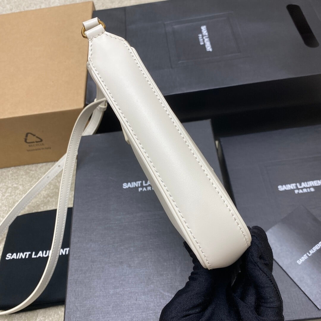 White YSL Le 5 A 7 mini vertical bag in shiny leather - Image 3