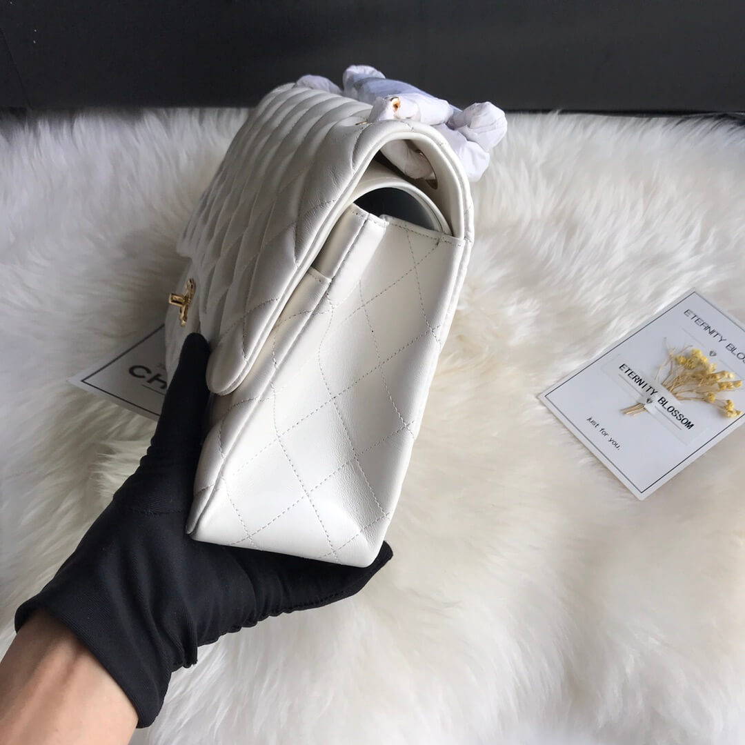 White CHANEL LARGE CLASSIC HANDBAG (Best
grade) - Image 3