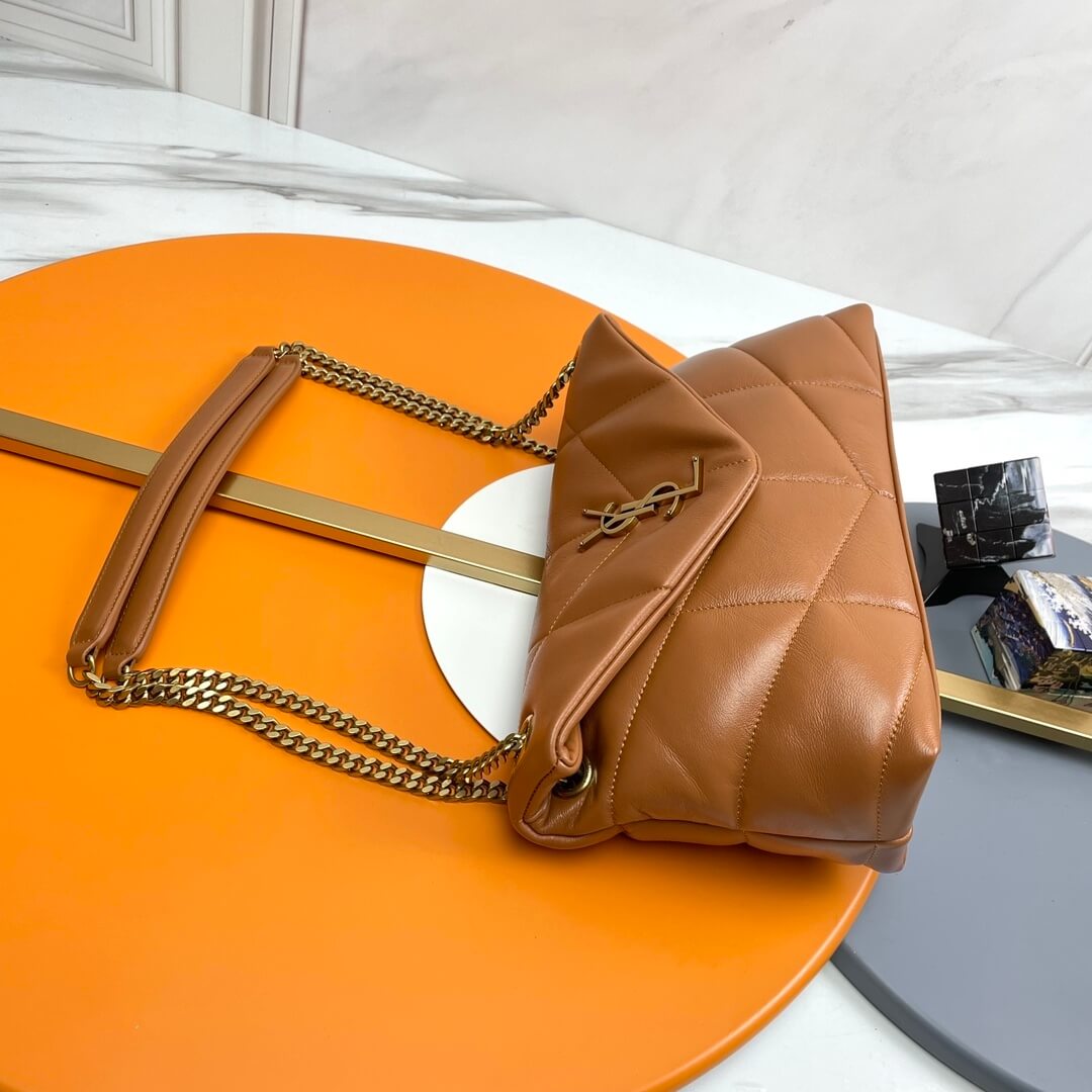 Caramel YSL PUFFER SMALL in Nappa leather - Image 3