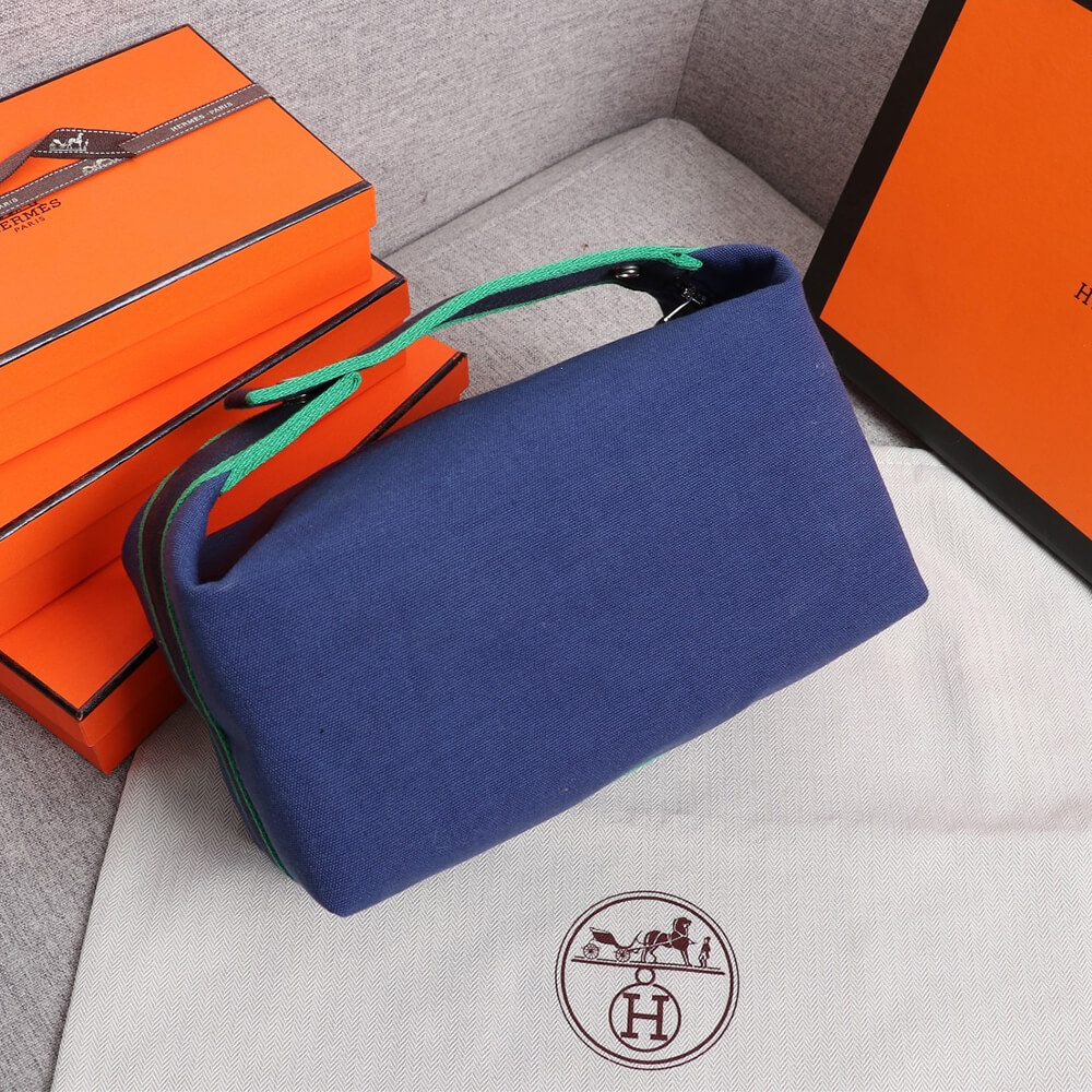 Blue Hermes toiletery bag - Image 3