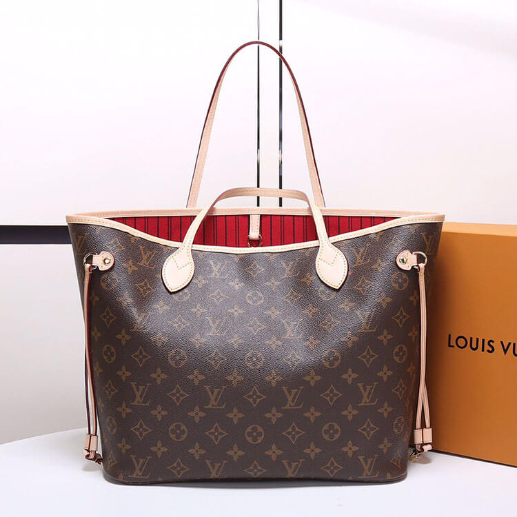 Cerise Red LV Neverfull MM Tote - Image 3