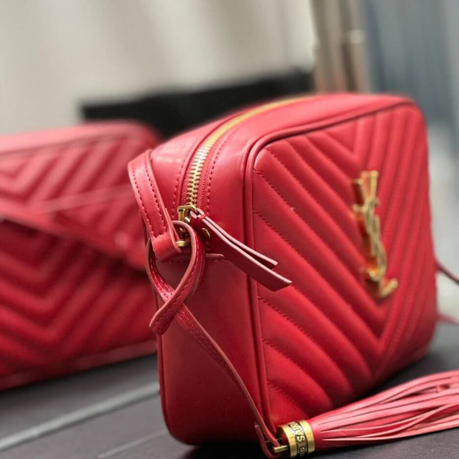 Red YSL LOU CAMERA BAG IN QUILTED LEATHER - Image 3