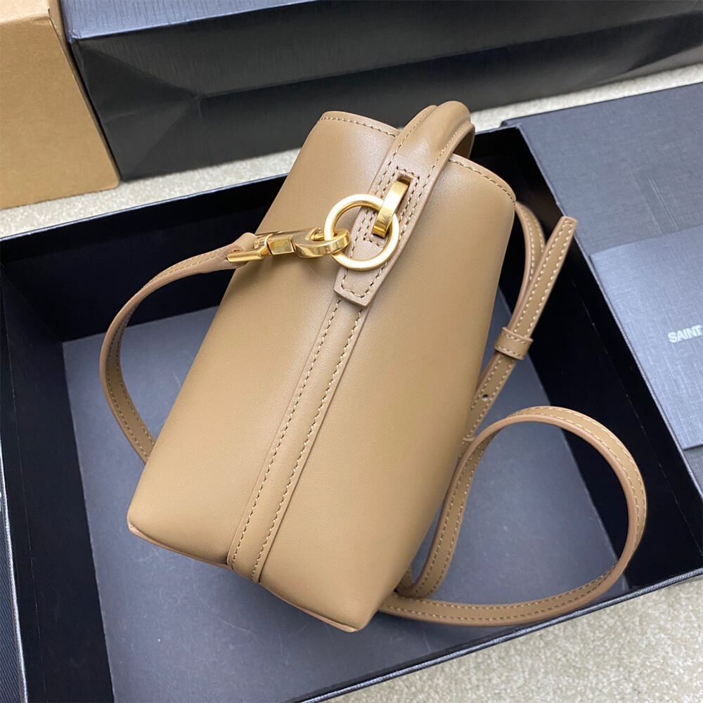 Dark beige YSL LE 37 mini in shiny leather - Image 3