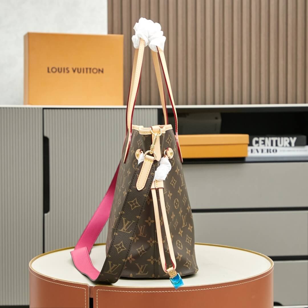 Rose Pondichery LV Neverfull Bandouliere Inside Out MM - Image 3