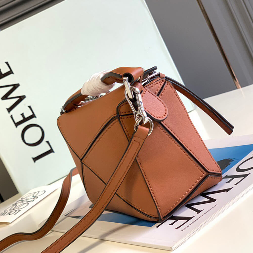 Tan LOEWE Mini Puzzle bag in classic calfskin - Image 3