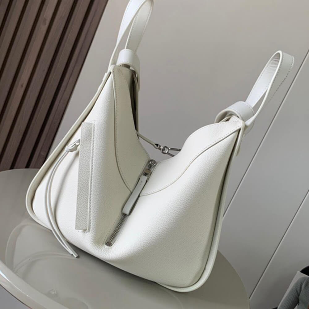 White Loewe Small Hammock bag in soft grained calfskin - Image 3