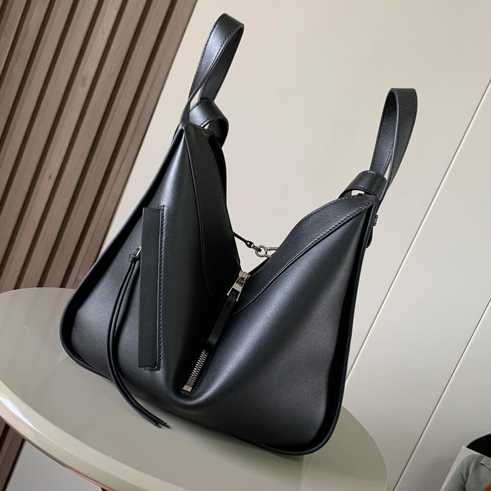 Black Loewe Small Hammock bag in soft grained calfskin - Image 3