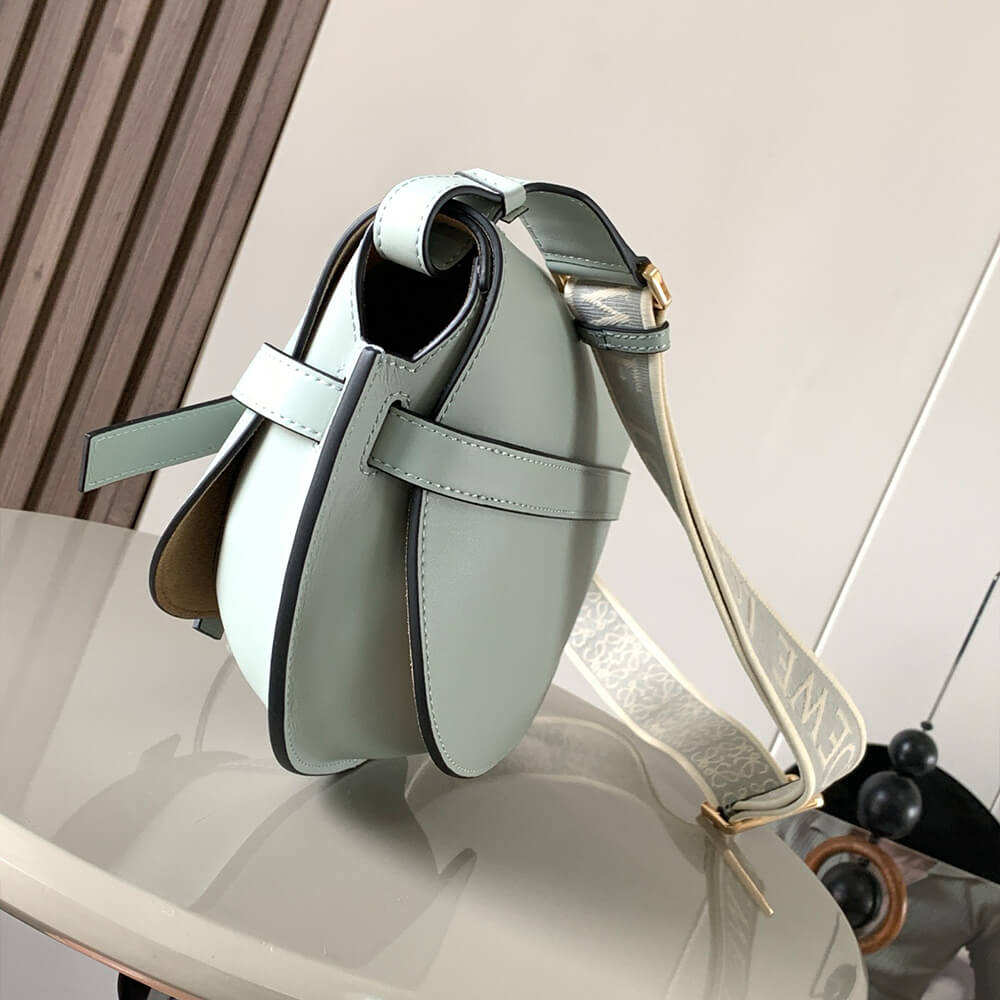 Light blue Loewe Small Gate bag in soft calfskin and jacquard - Image 3