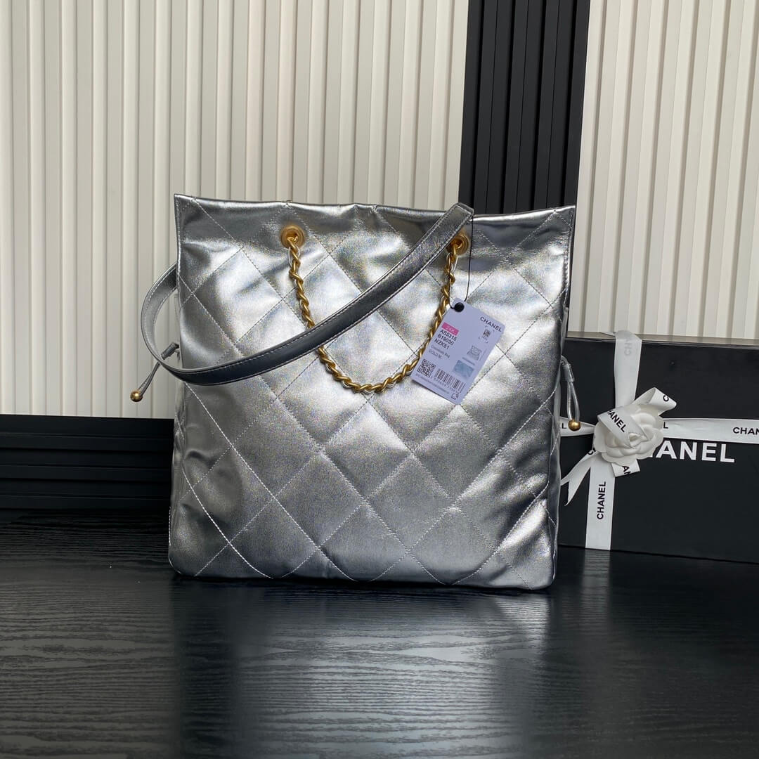 Silver Chanel Shopping Bag (Best
 grade) - Image 3