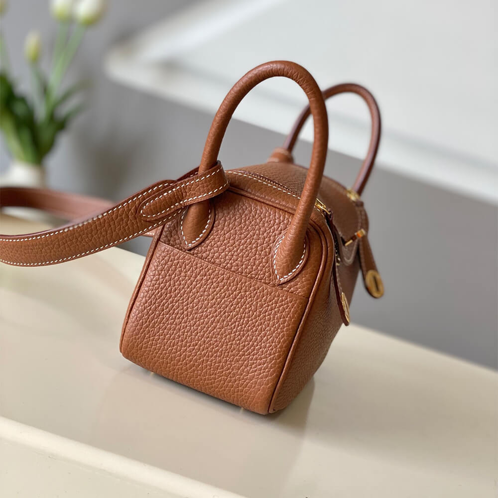 Golden Brown Hermes Lindy Mini Bag - Image 3