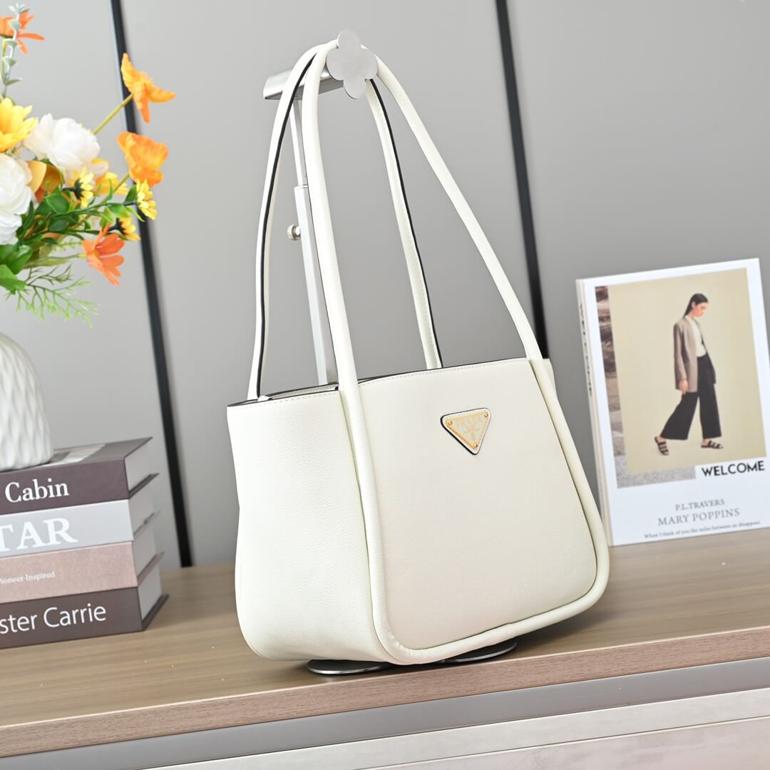 White Prada Leather mini tote bag - Image 3