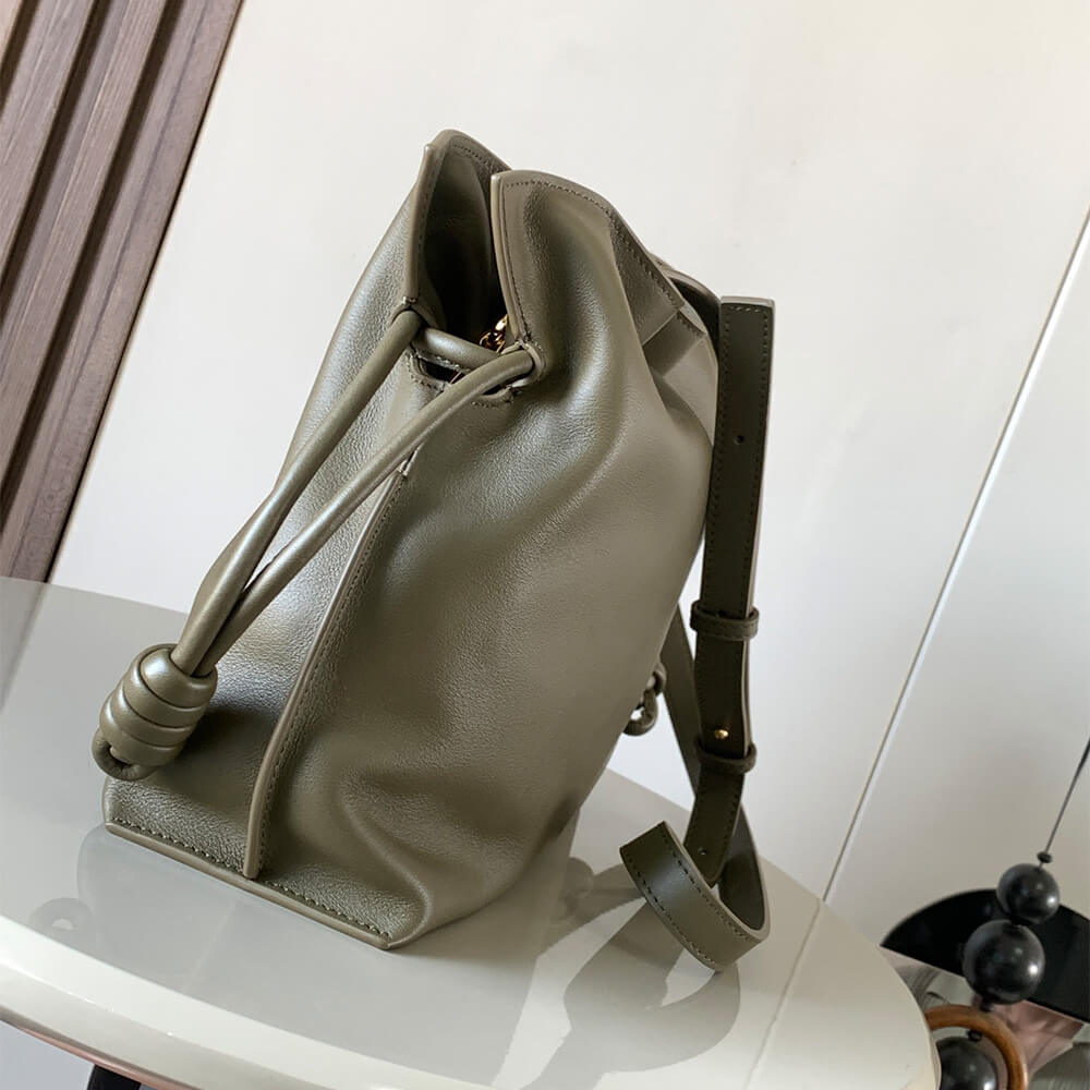 Dark Green LOEWE Medium Flamenco clutch in nappa calfskin (Best
 GRADE) - Image 3