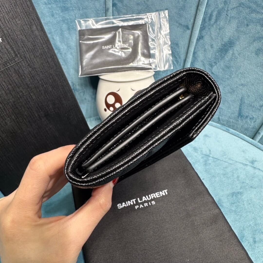 Black YSL CASSANDRE MATELASSE LARGE FLAP WALLET IN GRAIN DE POUDRE LEATHER - Image 3