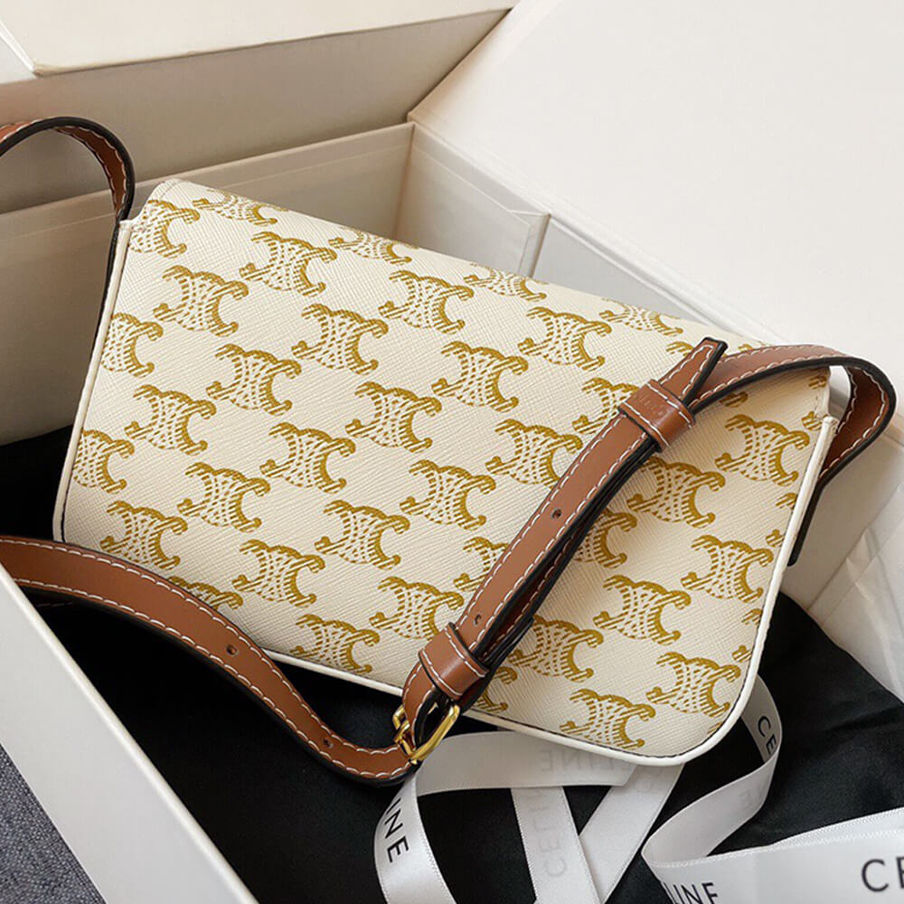 White CELINE TRIOMPHE SHOULDER BAG - Image 3