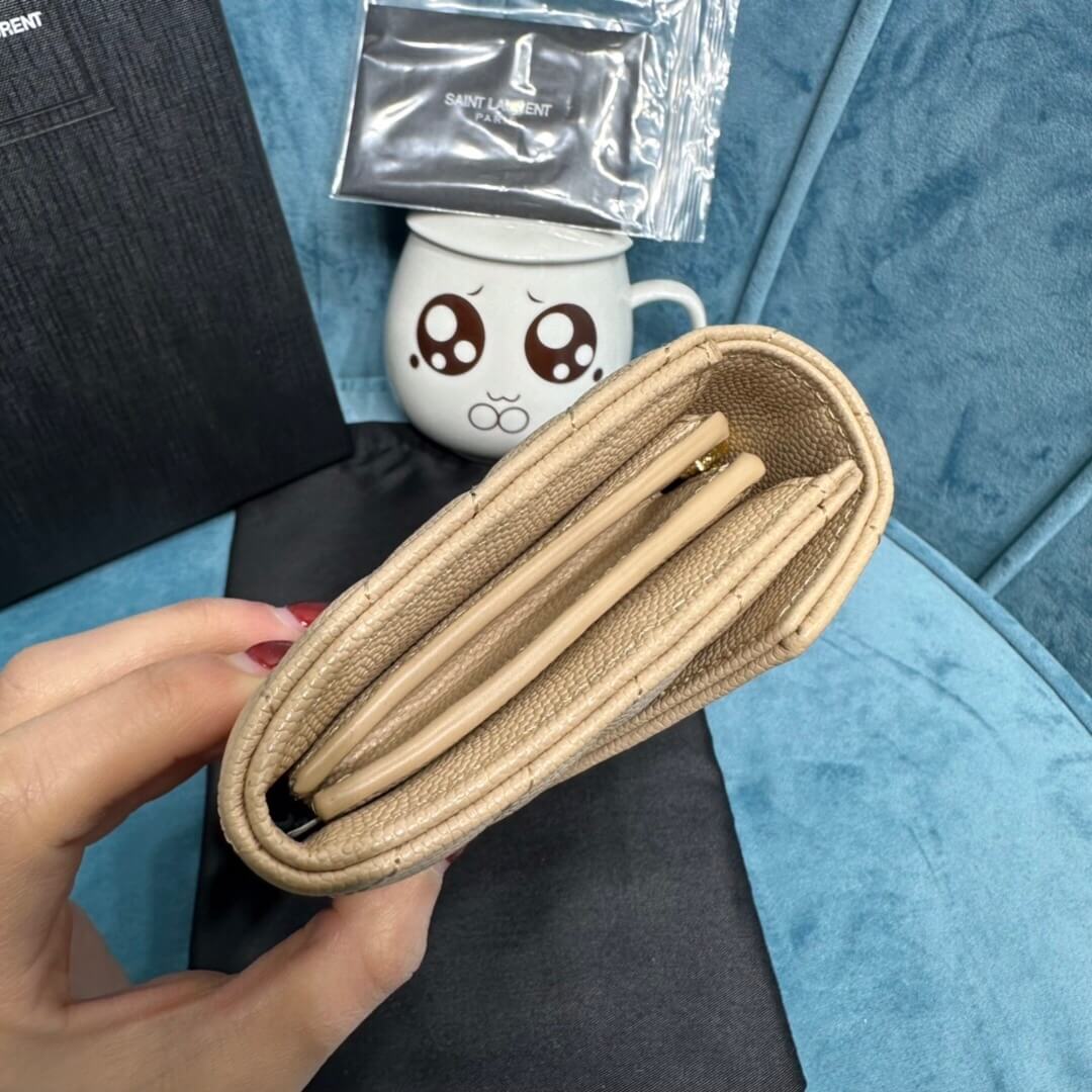 Beige YSL CASSANDRE MATELASSE LARGE FLAP WALLET IN GRAIN DE POUDRE LEATHER - Image 3