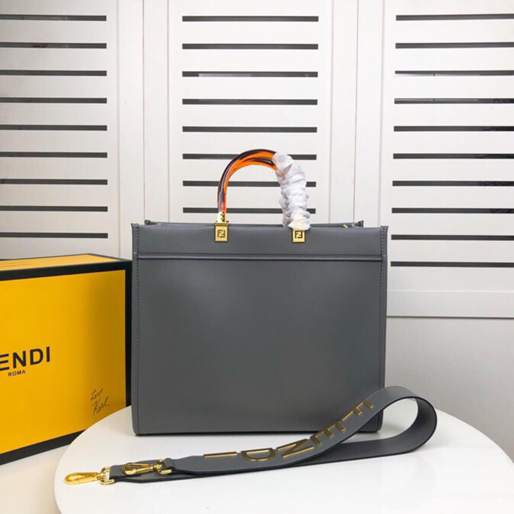 Grey FENDI SUNSHINE Medium Tote Bag - Image 3