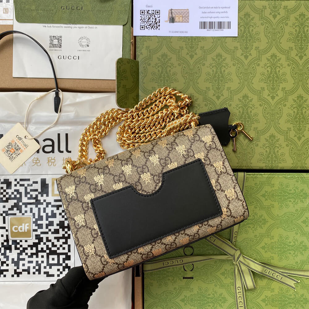 Padlock small GG bees shoulder bag - Image 3