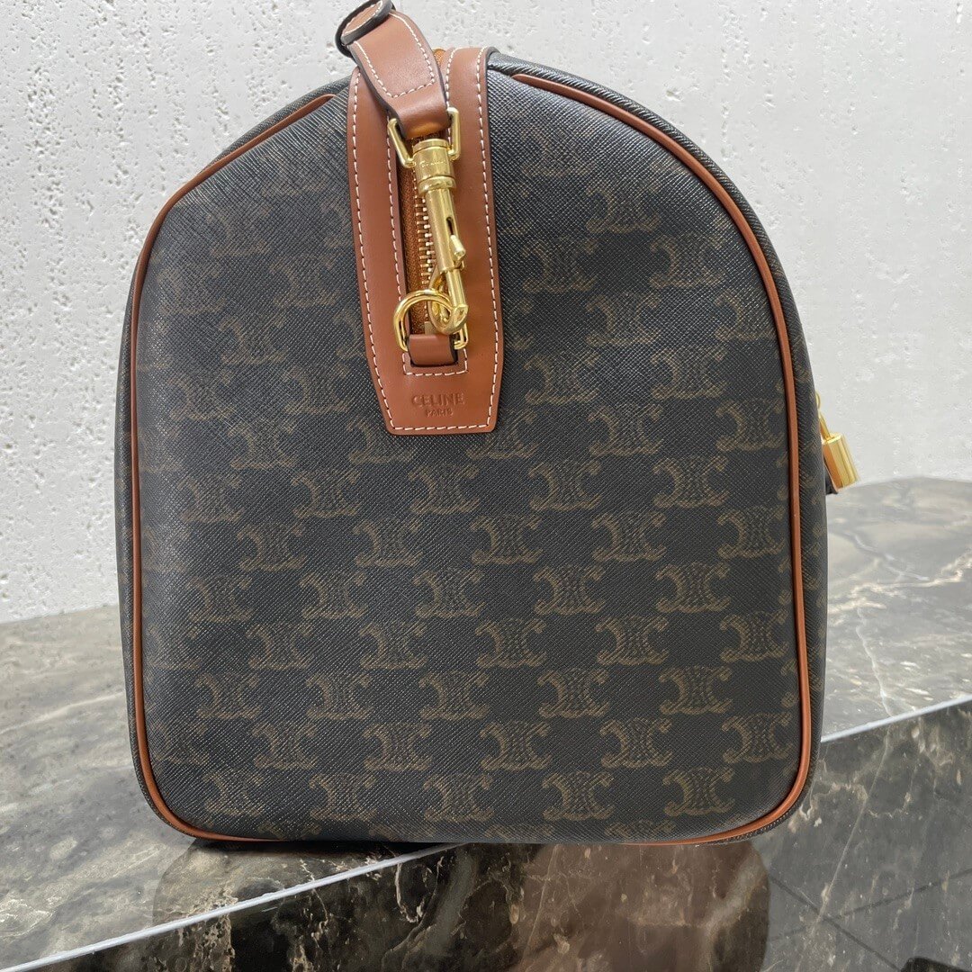 CELINE Medium duffle bag in logo-print calfskin - Image 3