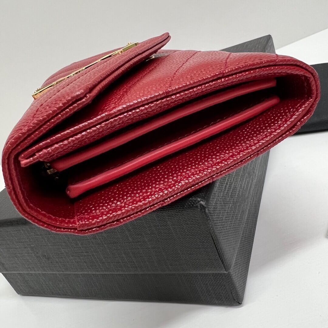 Red Merlot YSL CASSANDRE MATELASSE LARGE FLAP WALLET IN GRAIN DE POUDRE LEATHER - Image 3
