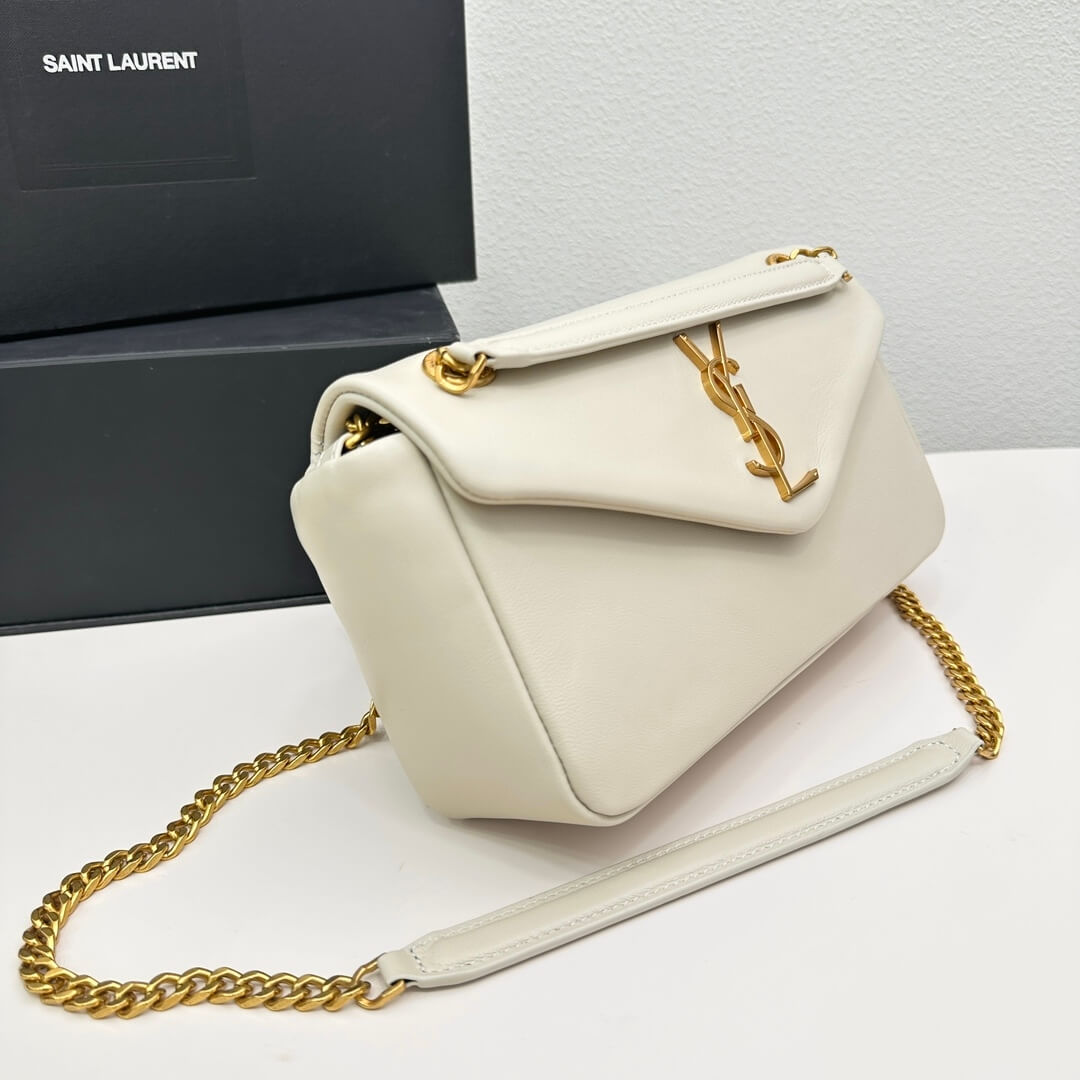 White YSL CALYPSO small in plunged lambskin - Image 3