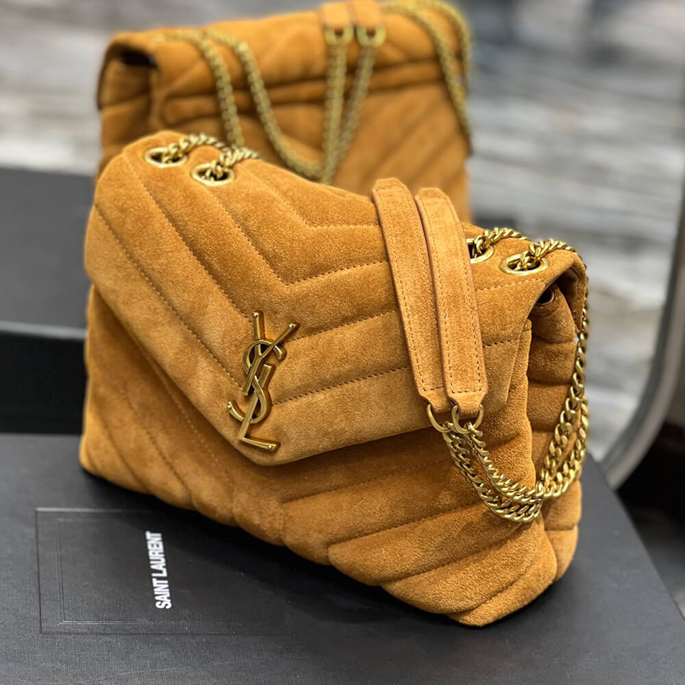 LOULOU SMALL CHAIN BAG IN QUILTED SUEDE - Image 3