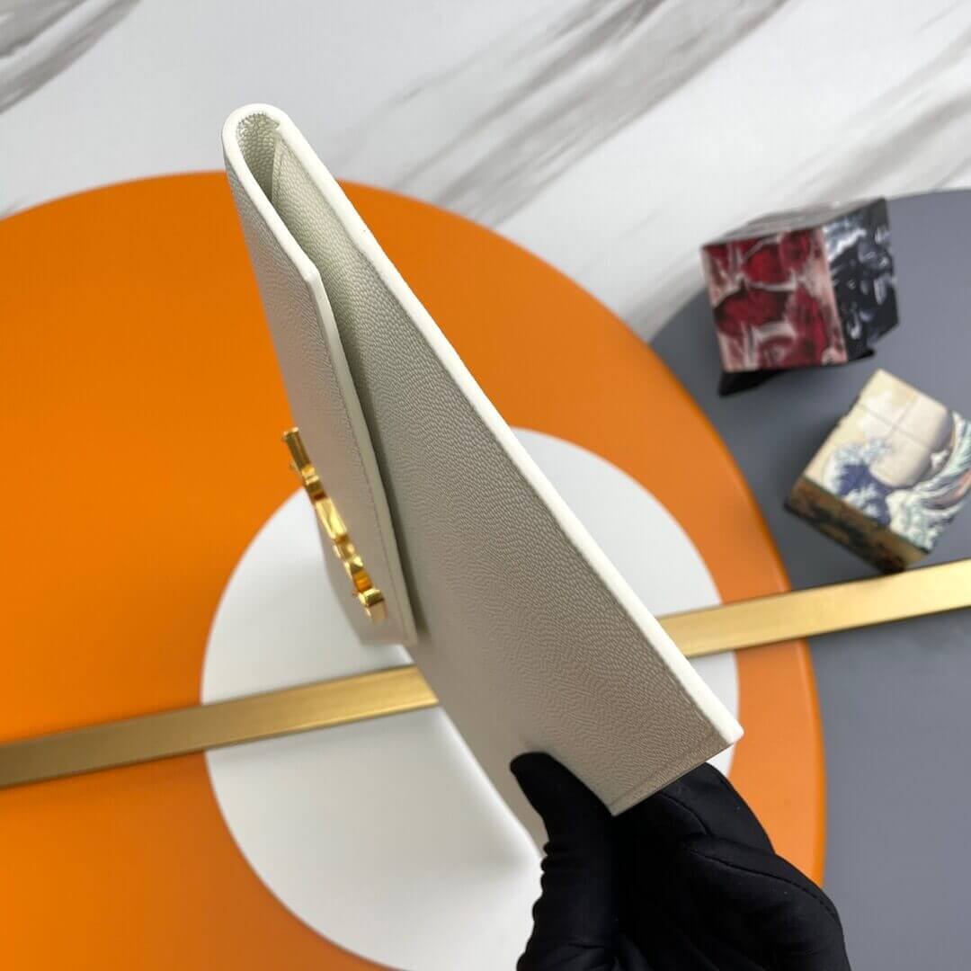 white YSL UPTOWN POUCH IN GRAIN DE POUDRE EMBOSSED LEATHER - Image 3