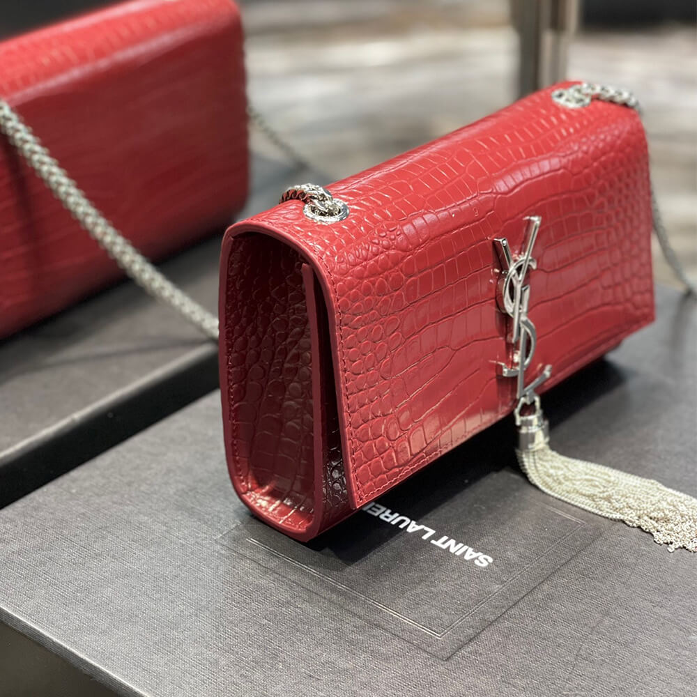 Red YSL KATE EMBOSSED SHOULDER BAG - Image 3