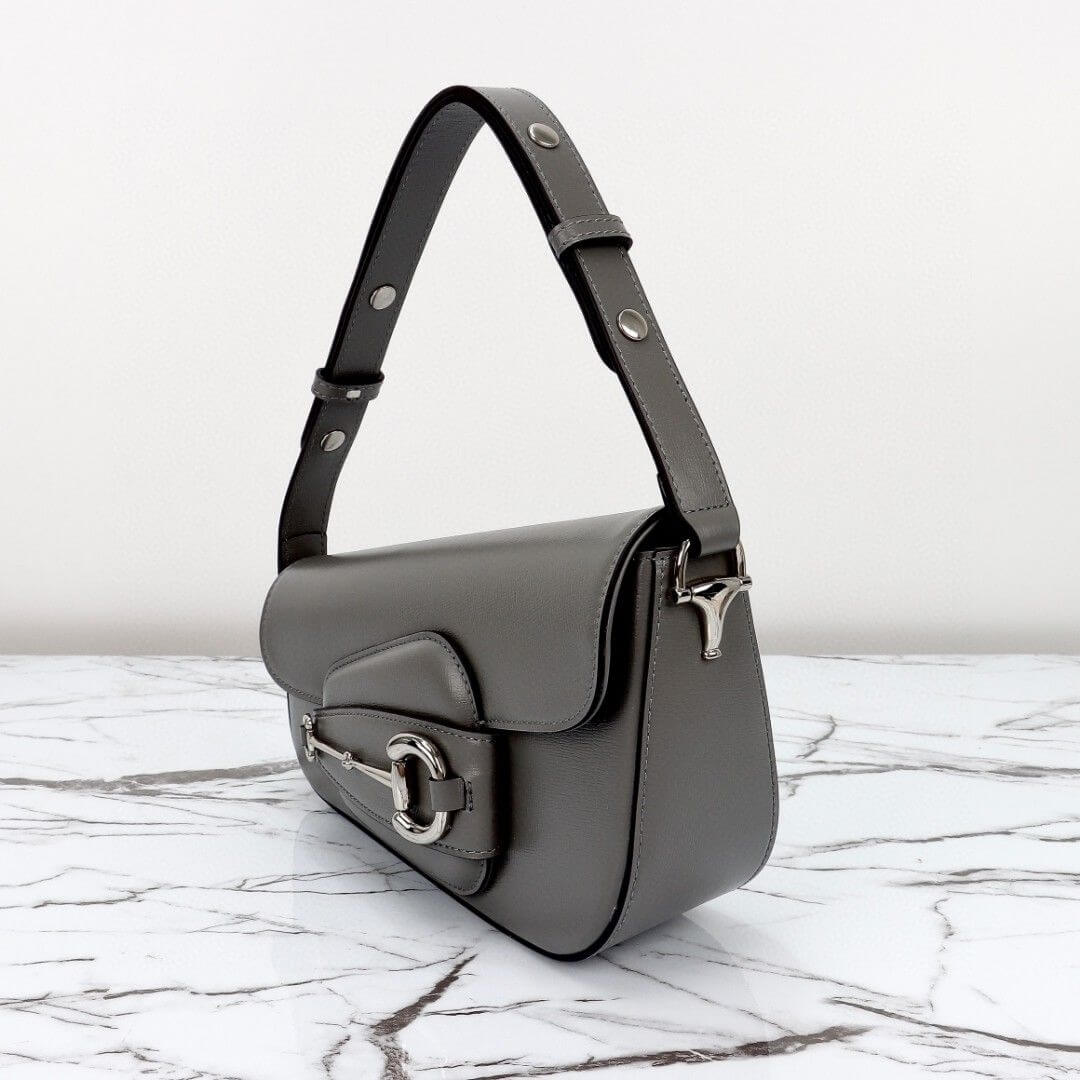 Gray Gucci Horsebit 1955 Small Shoulder Bag - Image 4