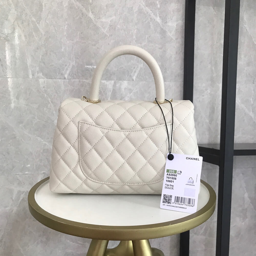 White Chanel Coco handle flap shoulder bag PM - Image 4