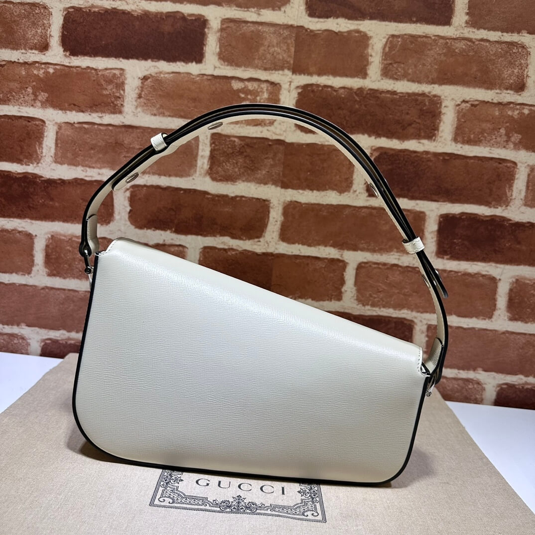 White Gucci Horsebit 1955 Small Shoulder Bag - Image 4