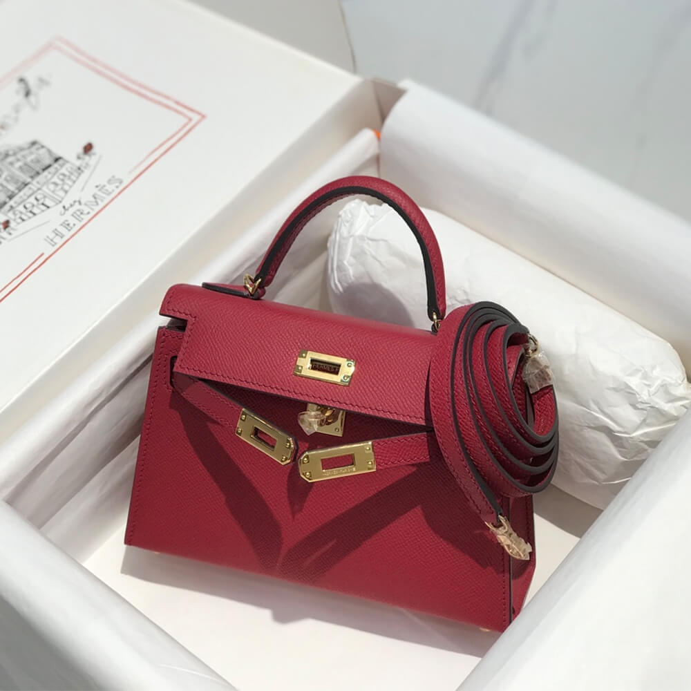 Ruby Red Hermes Mini Kelly II (Best
 Grade) - Image 4
