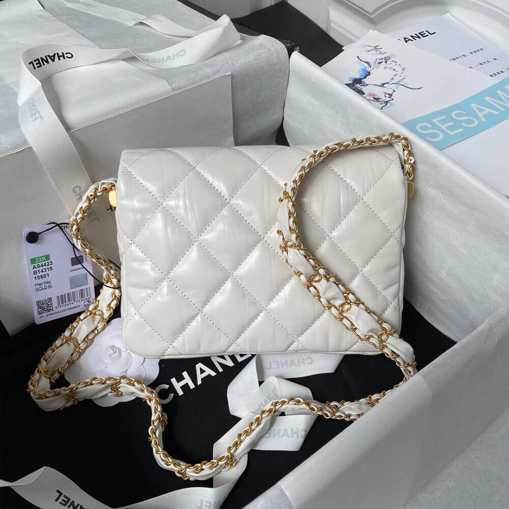 White CHANEL MINI FLAP - Image 4