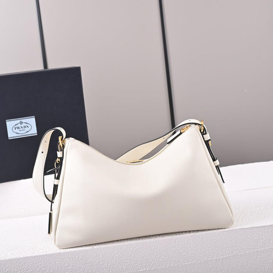 White Prada Aimee large leather shoulder bag - Image 4