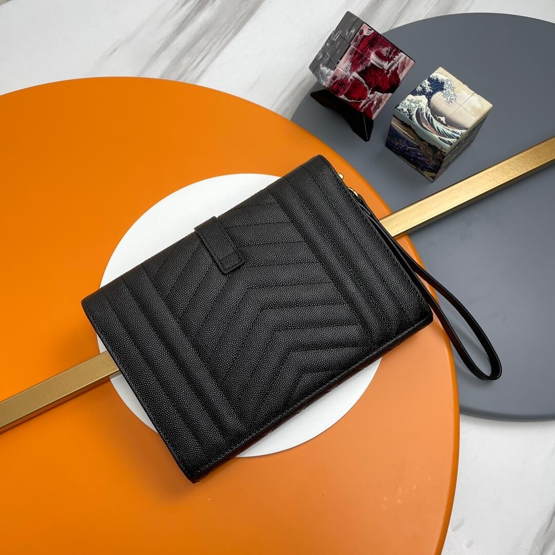 black YSL CASSANDRE matelasse leather flap clutch - Image 4