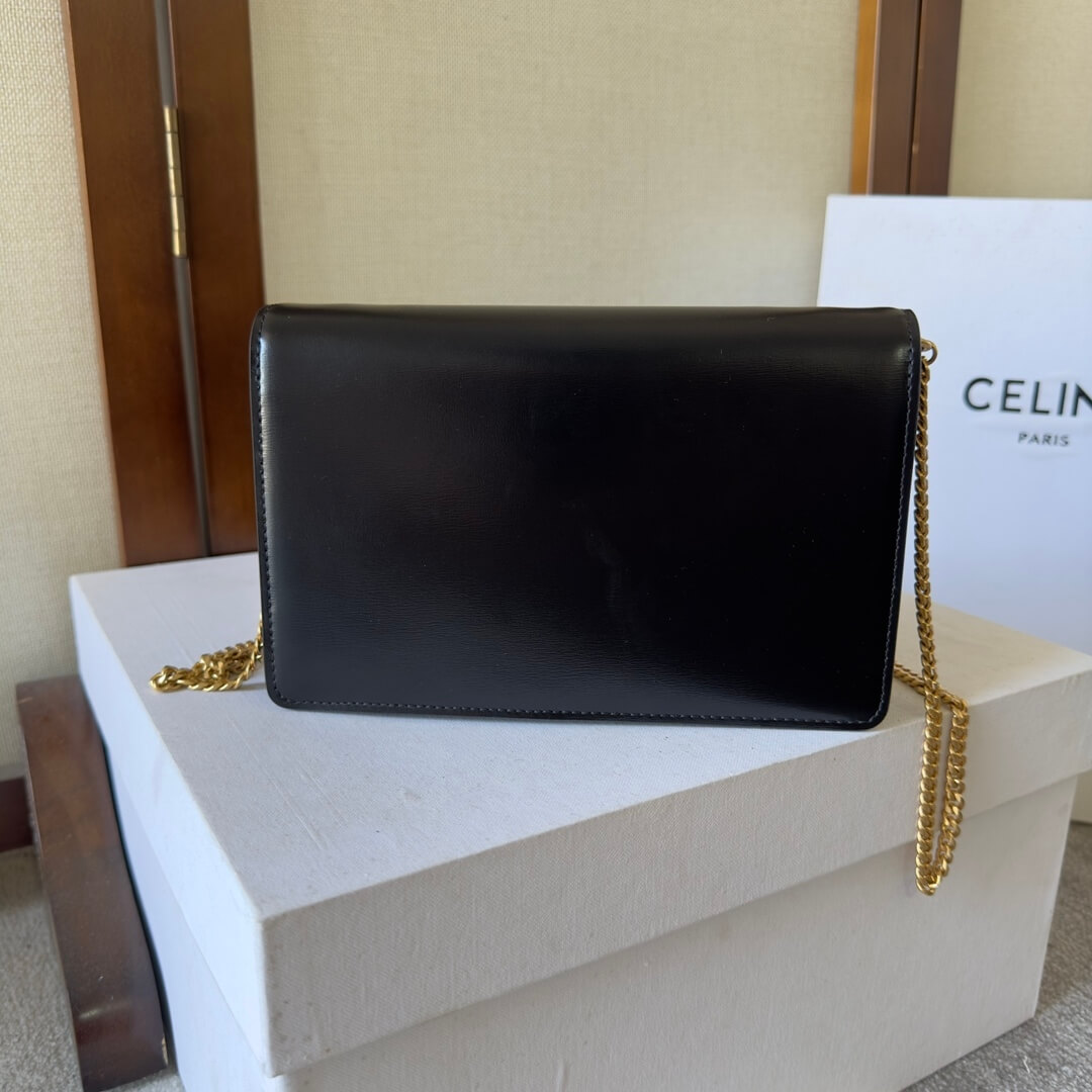 CELINE MARGO Shiny Calfskin Leather Chain Wallet - Image 4