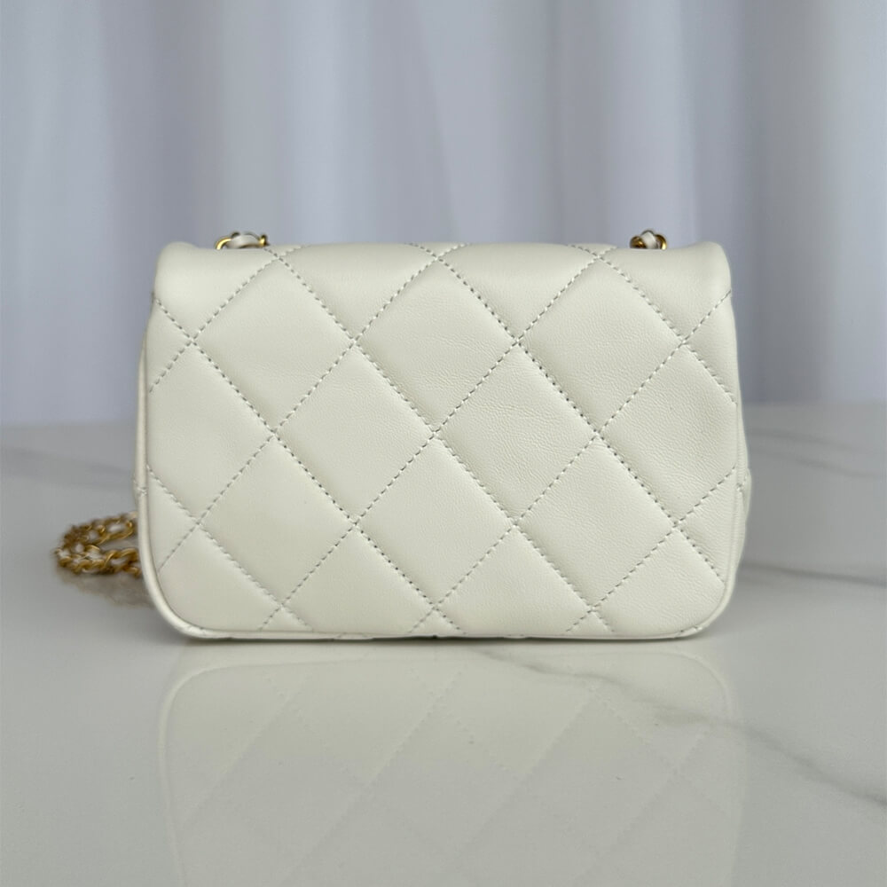 White Chanel MINI FLAP BAG - Image 4