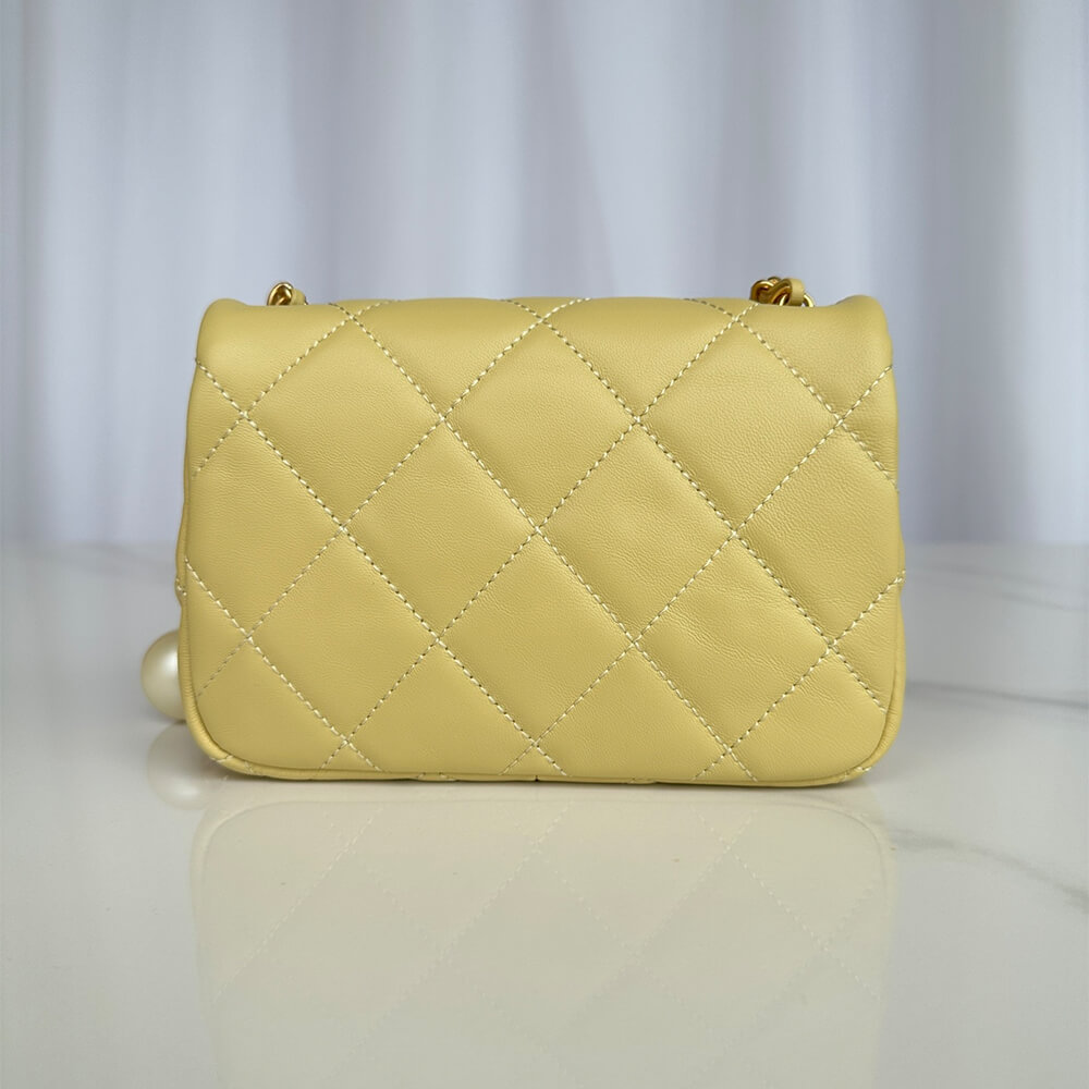 Yellow Chanel MINI FLAP BAG - Image 4