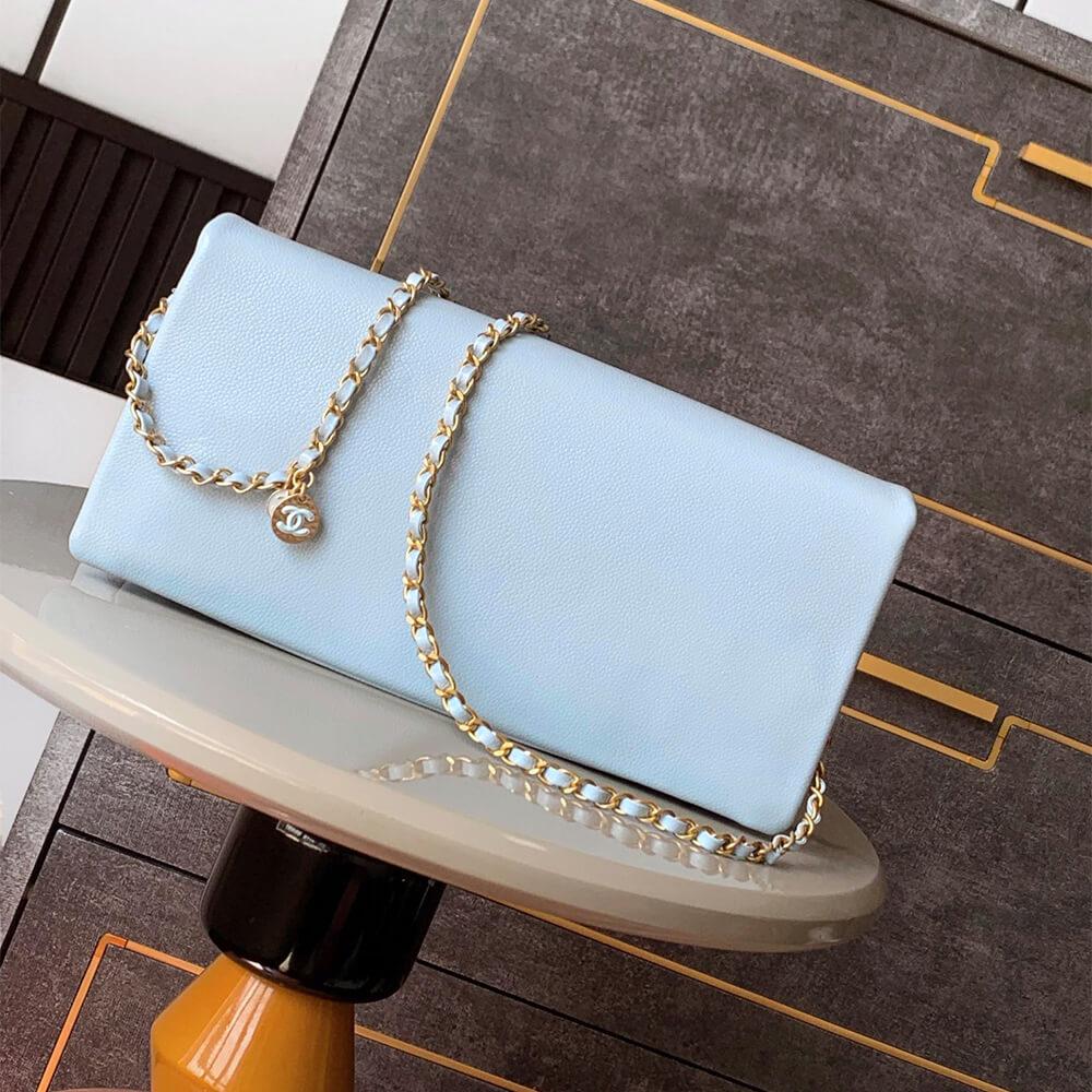 Light Blue CHANEL Long Flap Bag (Best
 grade) - Image 4