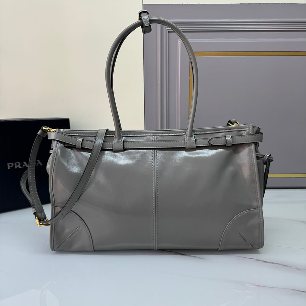 Pewter Prada Large leather handbag (Best
 grade) - Image 4