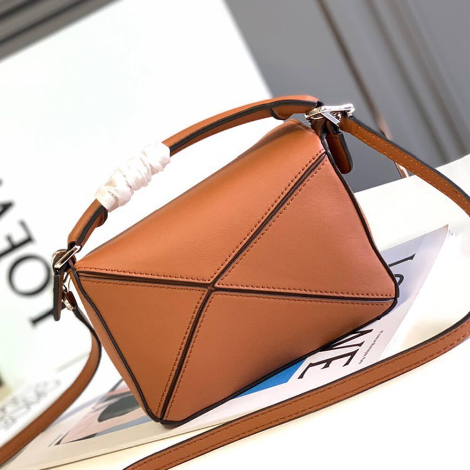 Tan LOEWE Mini Puzzle bag in classic calfskin - Image 4